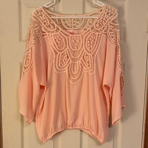 English Laundry Coral Lace Detail Blouse